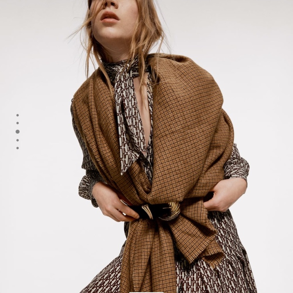 Zara Brown Checkered Wrap Scarf